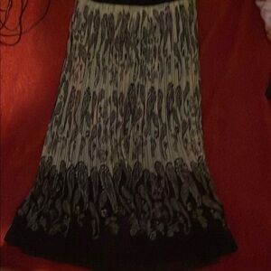 Metro Wear Gray and Brown Pleated Midi Skirt Cocktail